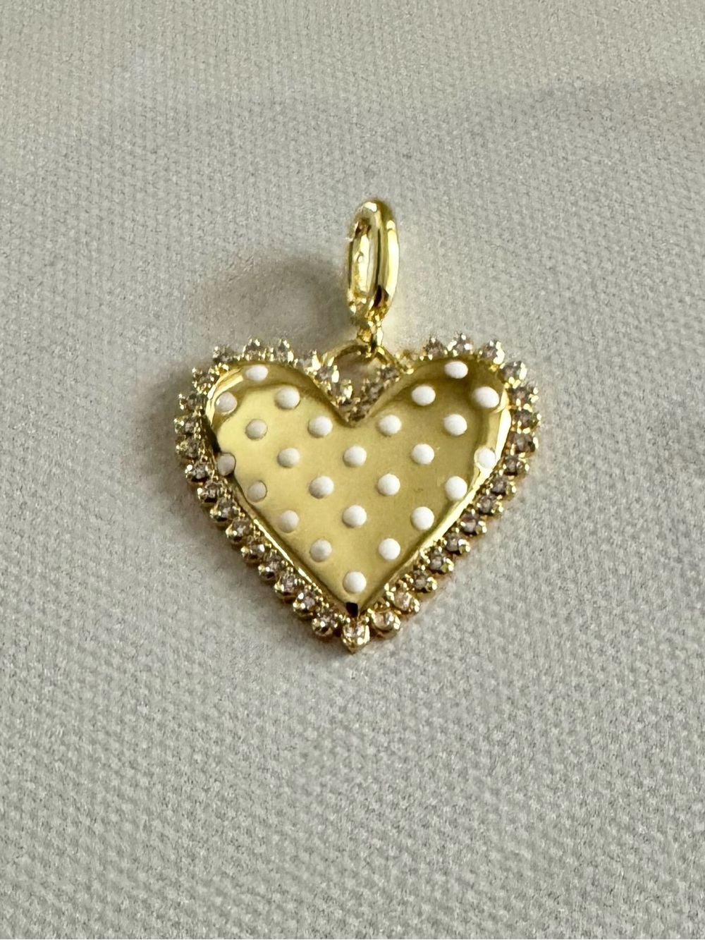 Gorjana Gold Heart Pendant with White Polka Dot Detail - Charm with Clasp NWOTQ